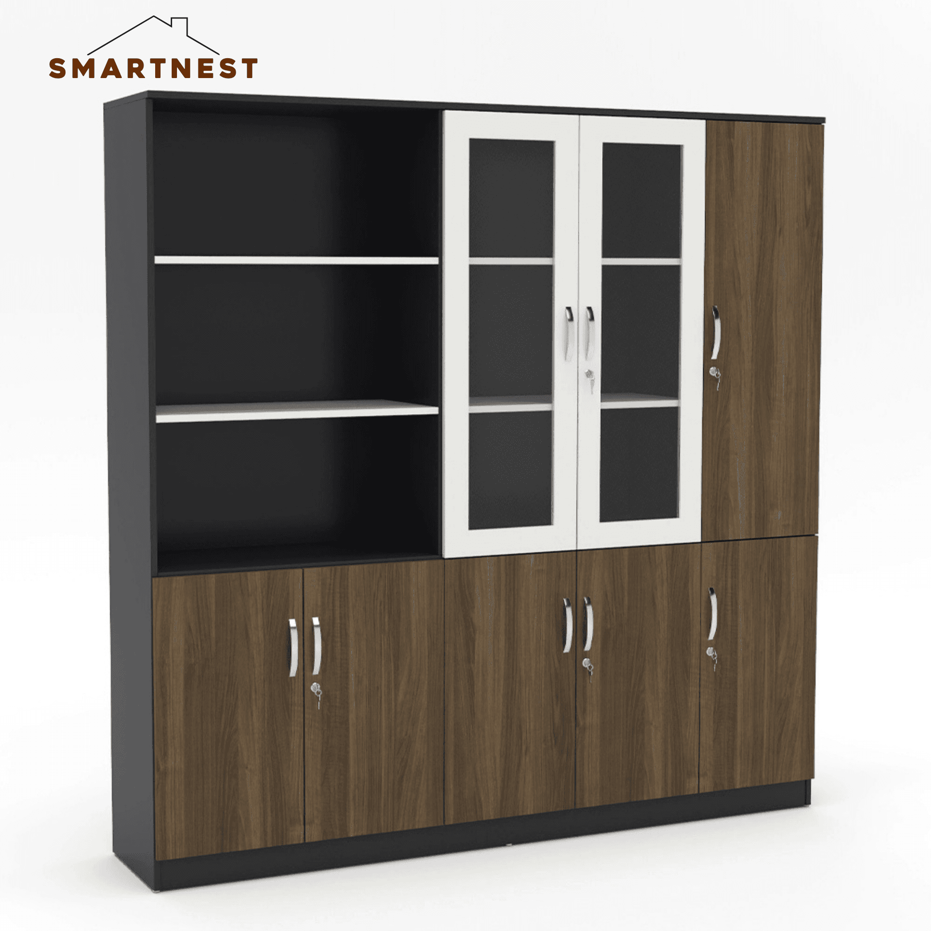 Tủ hồ sơ văn phòng cao cấp SMARTNEST 5 cánh (kết hợp kệ mở)